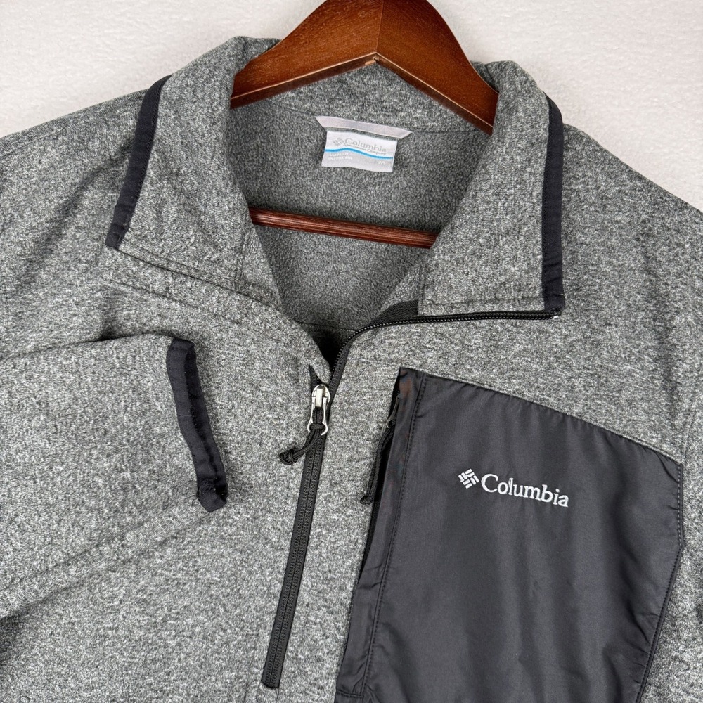 Columbia 1/4 Zip Fleece Pullover Mens Medium Gray XM1176 Zipper Chest Pocket